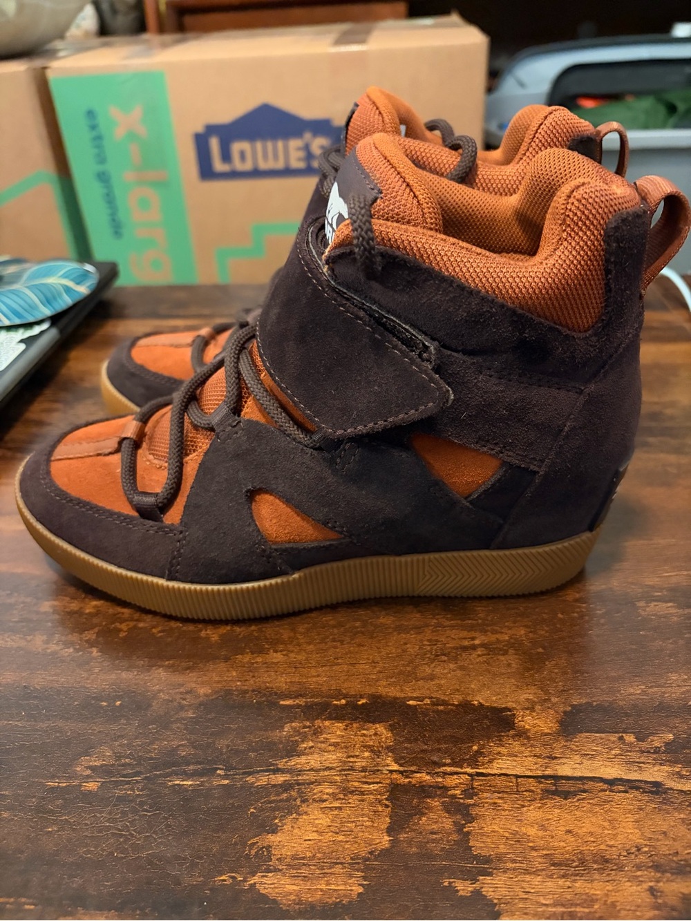 SOREL Out N About Sport Wedge Brown Rust Sneaker Boots 6.5 - Picture 4 of 9